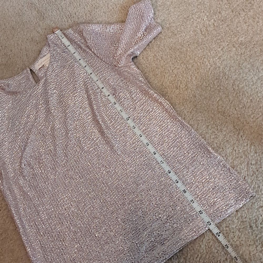 Monteau Los Angeles Women’s Top Shimmer Sparkly Short Sleeve Glitter Metallic S - Picture 11 of 13
